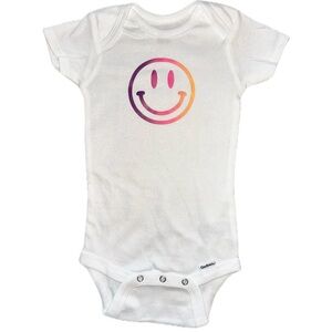 Gerber Baby Onesie White with Tie Dye Smiley Face